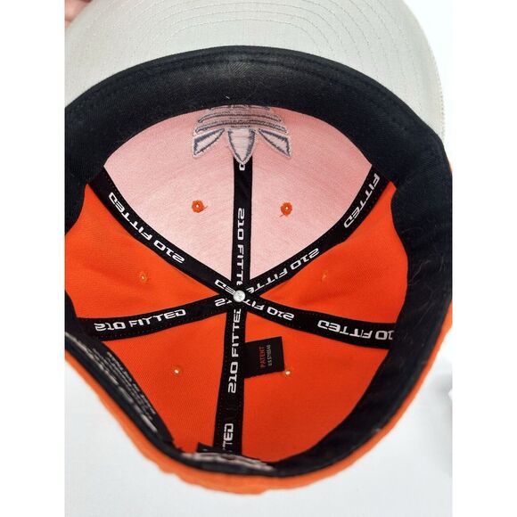 Adidas Flex Fit Hat 210 Fitted Flexfit 7 1/4 - 7 5/8 Orange‎ And Gray Cap Logo - Picture 7 of 10